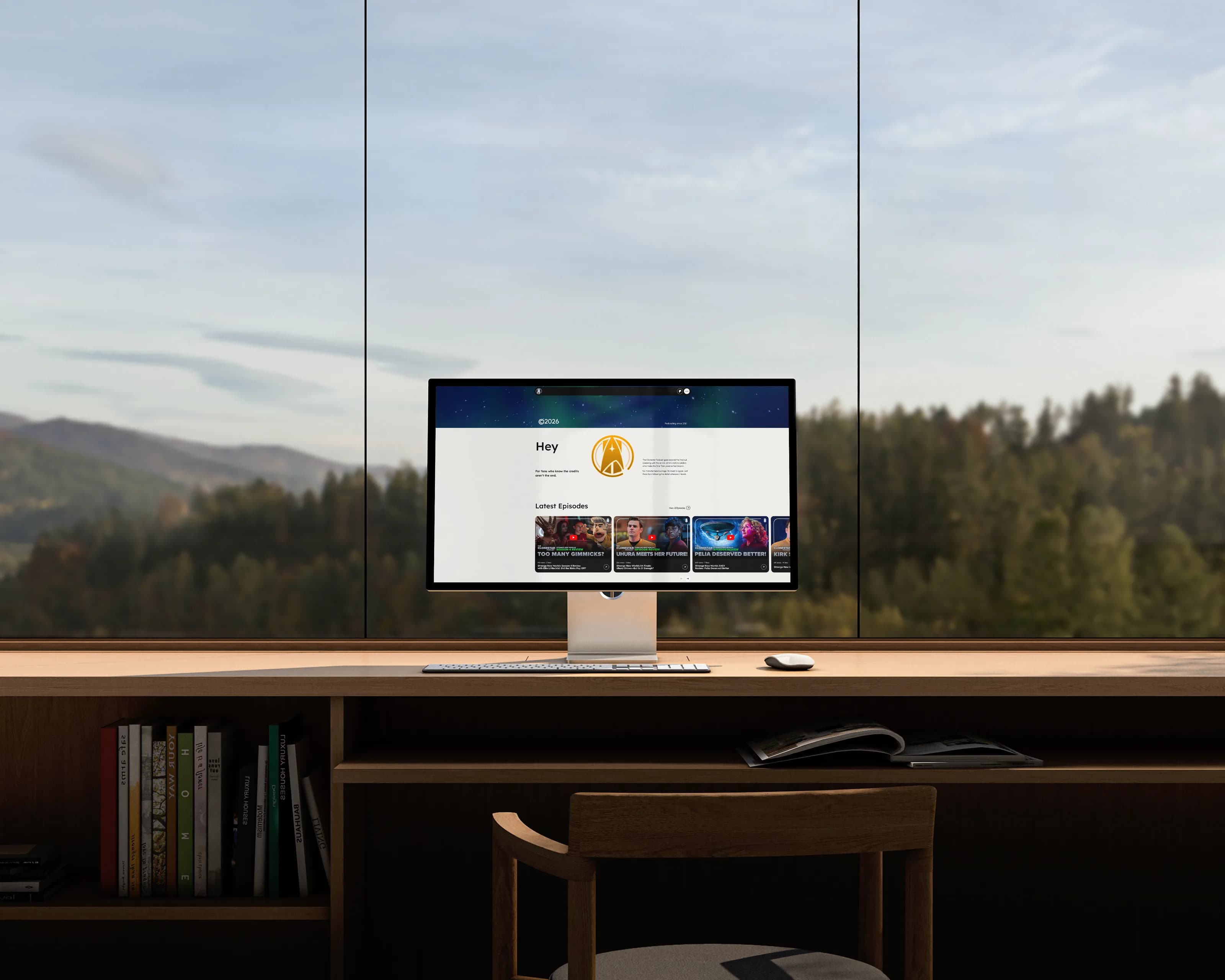 The studio by day, a client site on the monitor