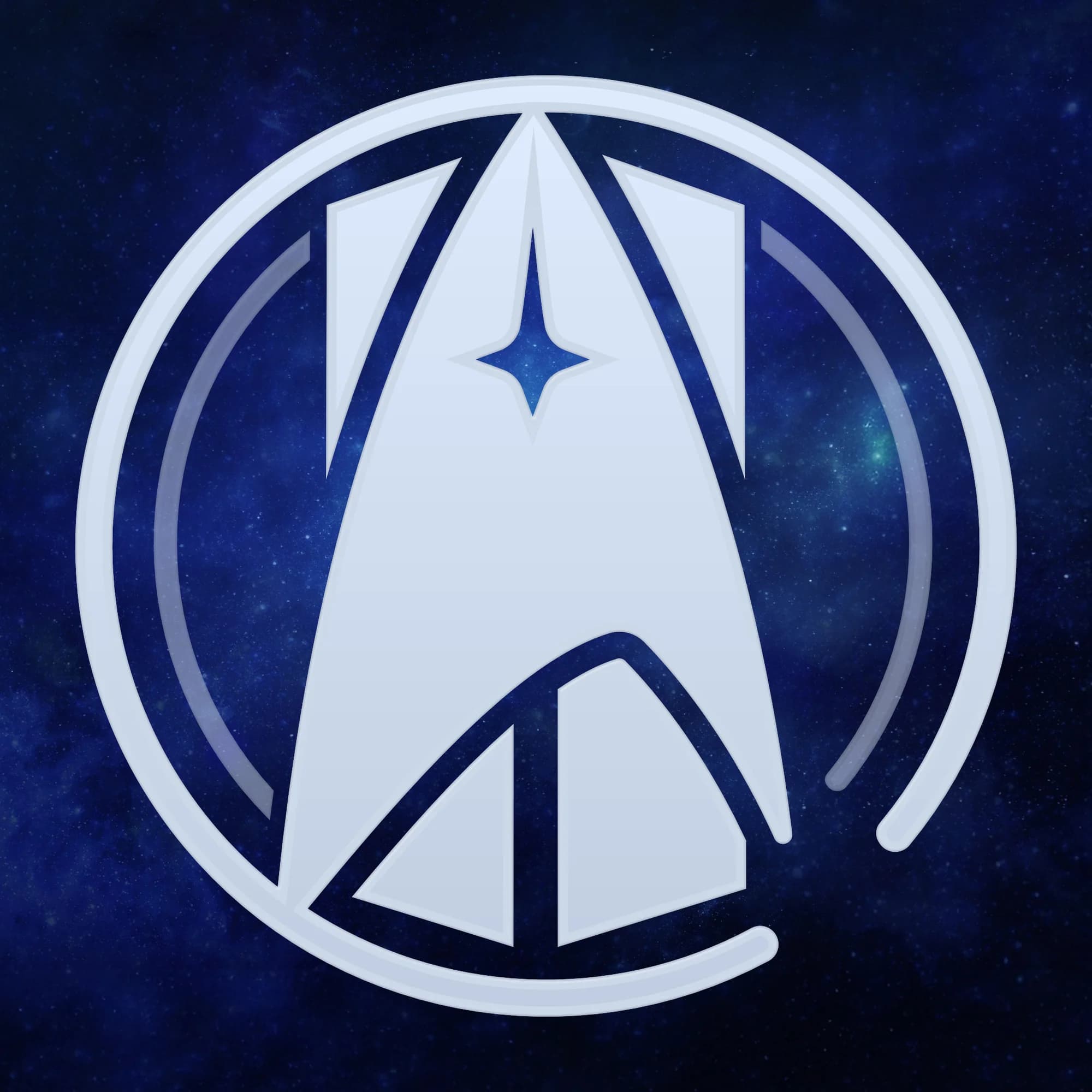 The Clonestar logo: a Starfleet style delta inside an open orbit ring