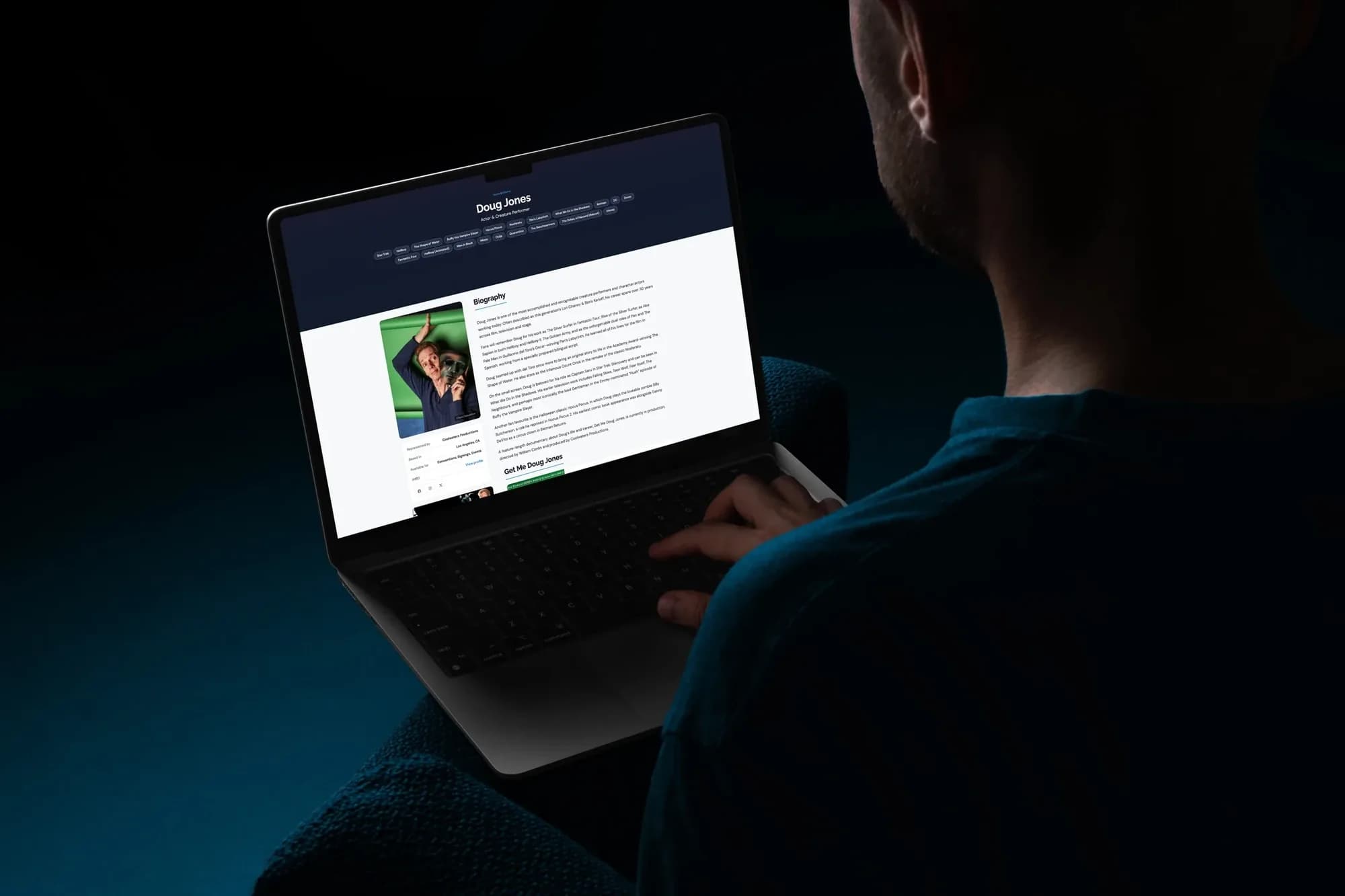 A Coolwaters Productions client profile open on a laptop